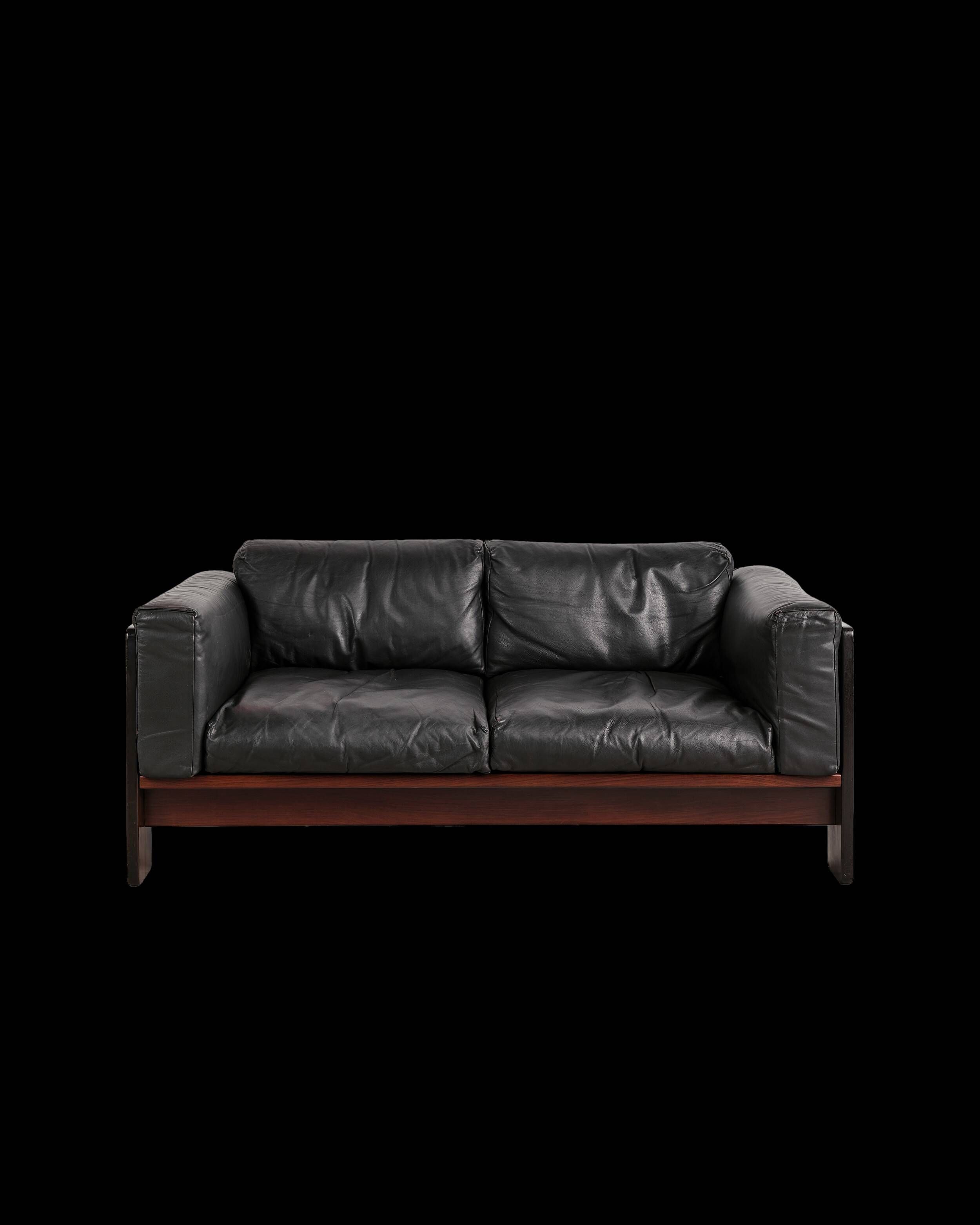 Bastiano two-seater sofa in leather by Tobia Scarpa, Italy, 1960s.
