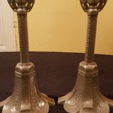 Pair of art deco pewter candlesticks.