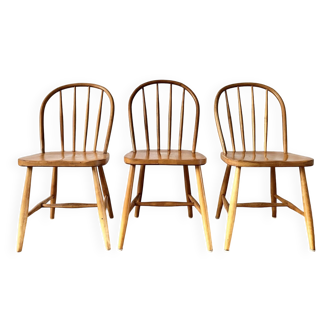 Set of 3 Scandinavian Windsor-style chairs