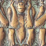 Max Le Verrier Art Deco Bronze Vide-Poche, Three Wise Monkeys, 1930s