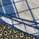 Round cotton tablecloth. Blue and white colors.