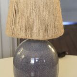 Signed ceramic lamp, rope lampshade