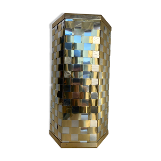 Hexagonal two-tone umbrella stand in the Italian style of Willy Rizzo from the 1970s.