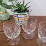 Set of 3 cut crystal digestif glasses