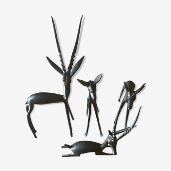 Set de 4 sculptures d'animaux en laiton