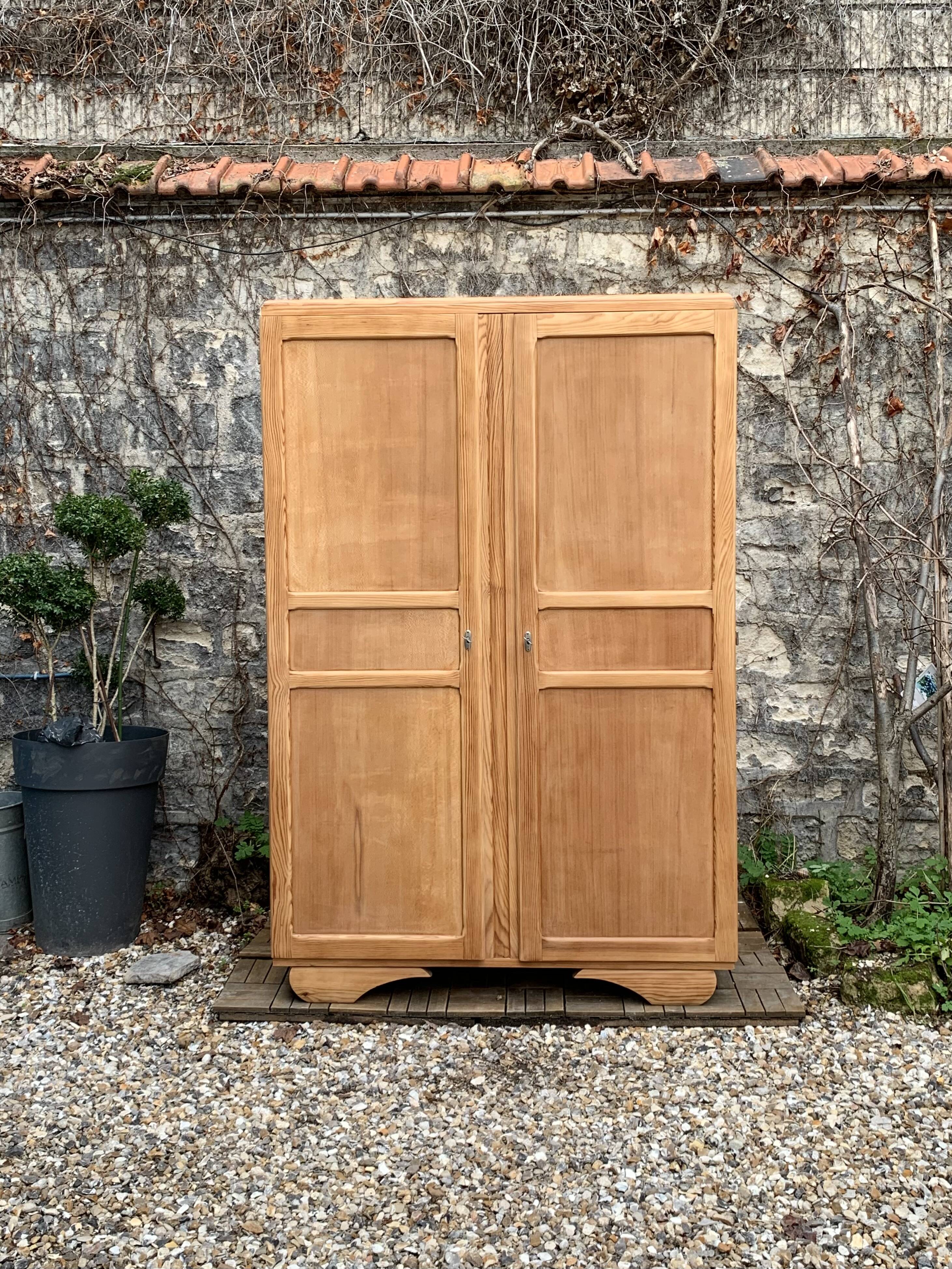 Parisian art deco wardrobe solid raw wood wardrobe