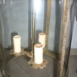 Antique glass and brass lantern pendant light, 3 lights
