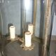 Antique glass and brass lantern pendant light, 3 lights