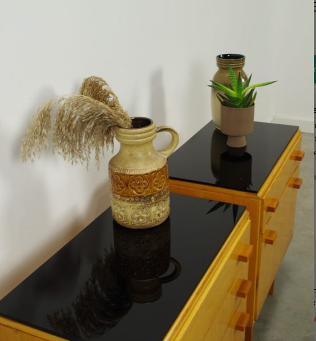 Set of vintage wooden design bedside tables