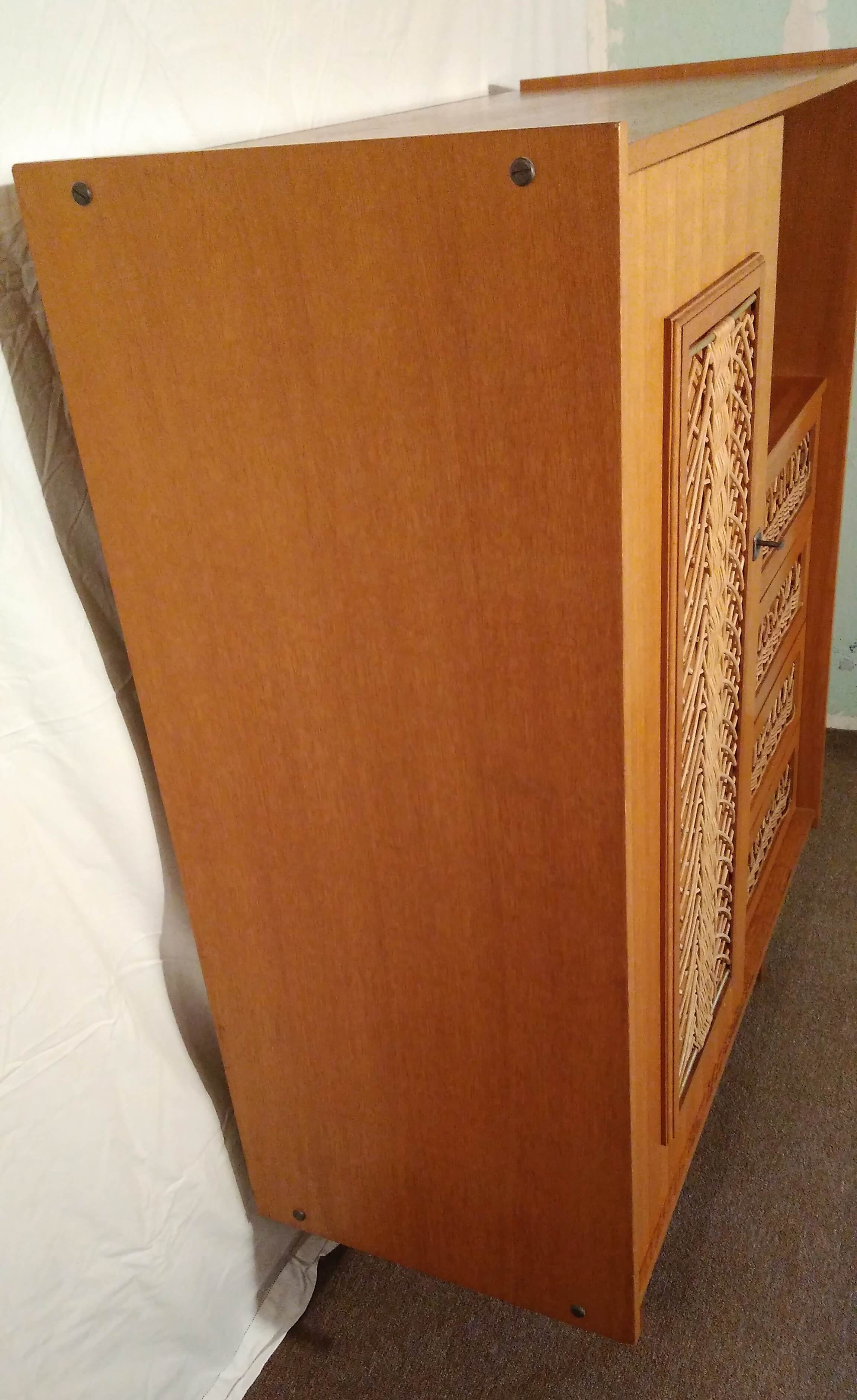 Vintage rattan wardrobe