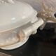 Small porcelain soup tureen with bamboo patterns.