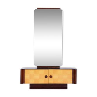 Original Mahagony-Maple Art Deco Dressing Mirror, Jindrich Halabala, Up Zavody, 1940s, Czechia
