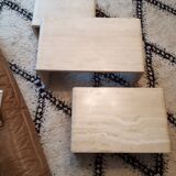 3 tables gigognes in travertine 70s