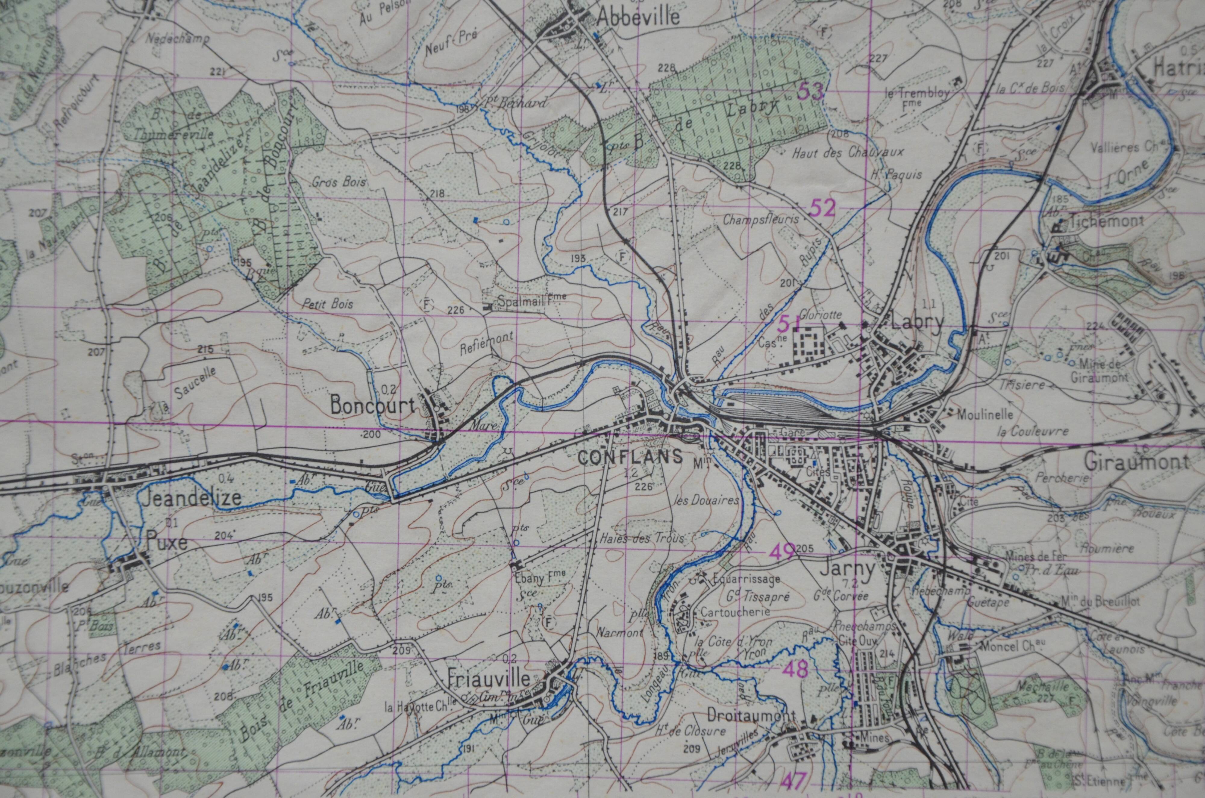 Vintage map of Briey