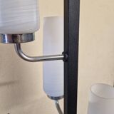 Black lacquered metal 4-light floor lamp - Maison Arlus - Satin glass globe