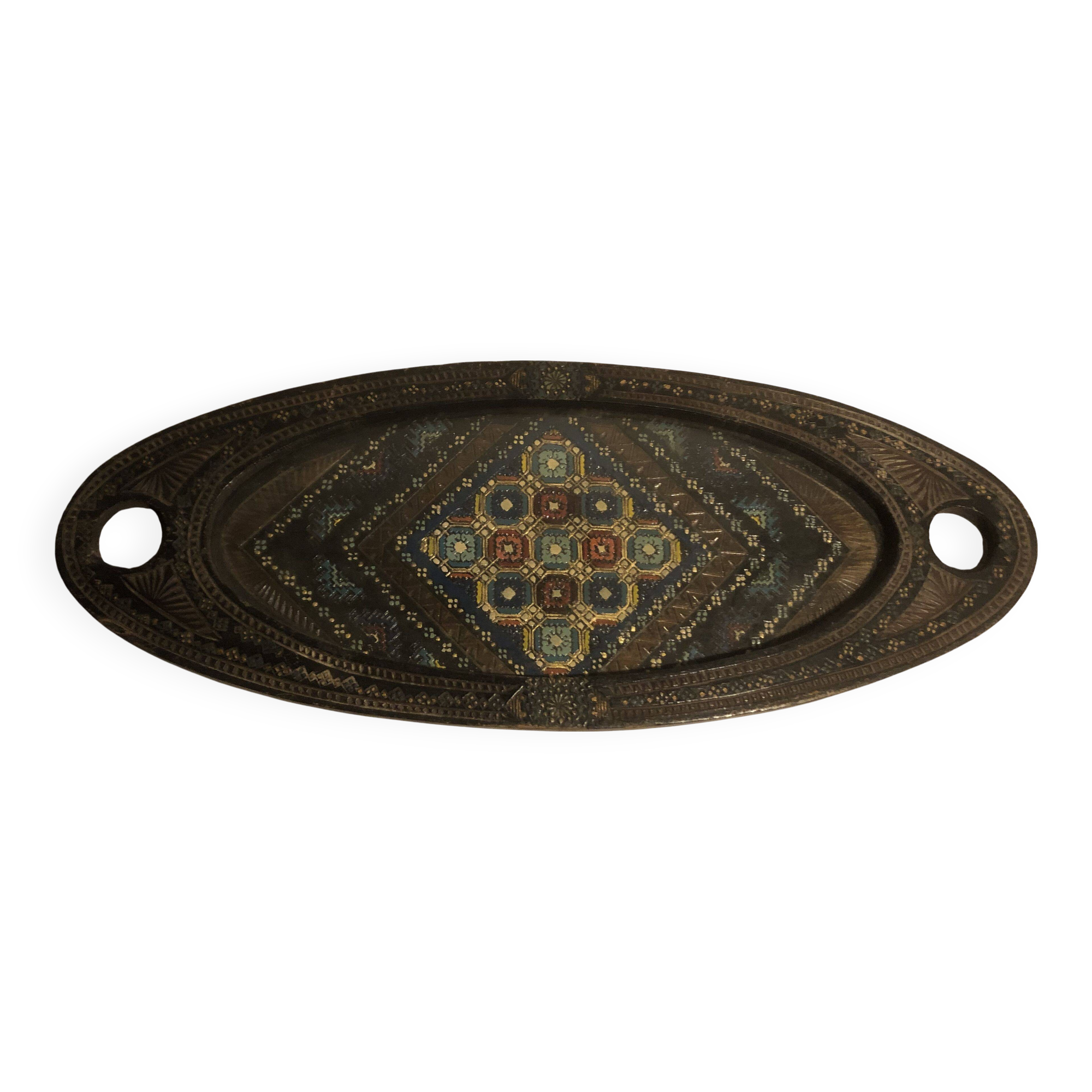 Finely carved wooden tea serving tray