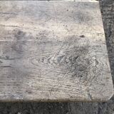 Antique farmhouse table in solid oak with tapered legs and 1 drawer at the end.