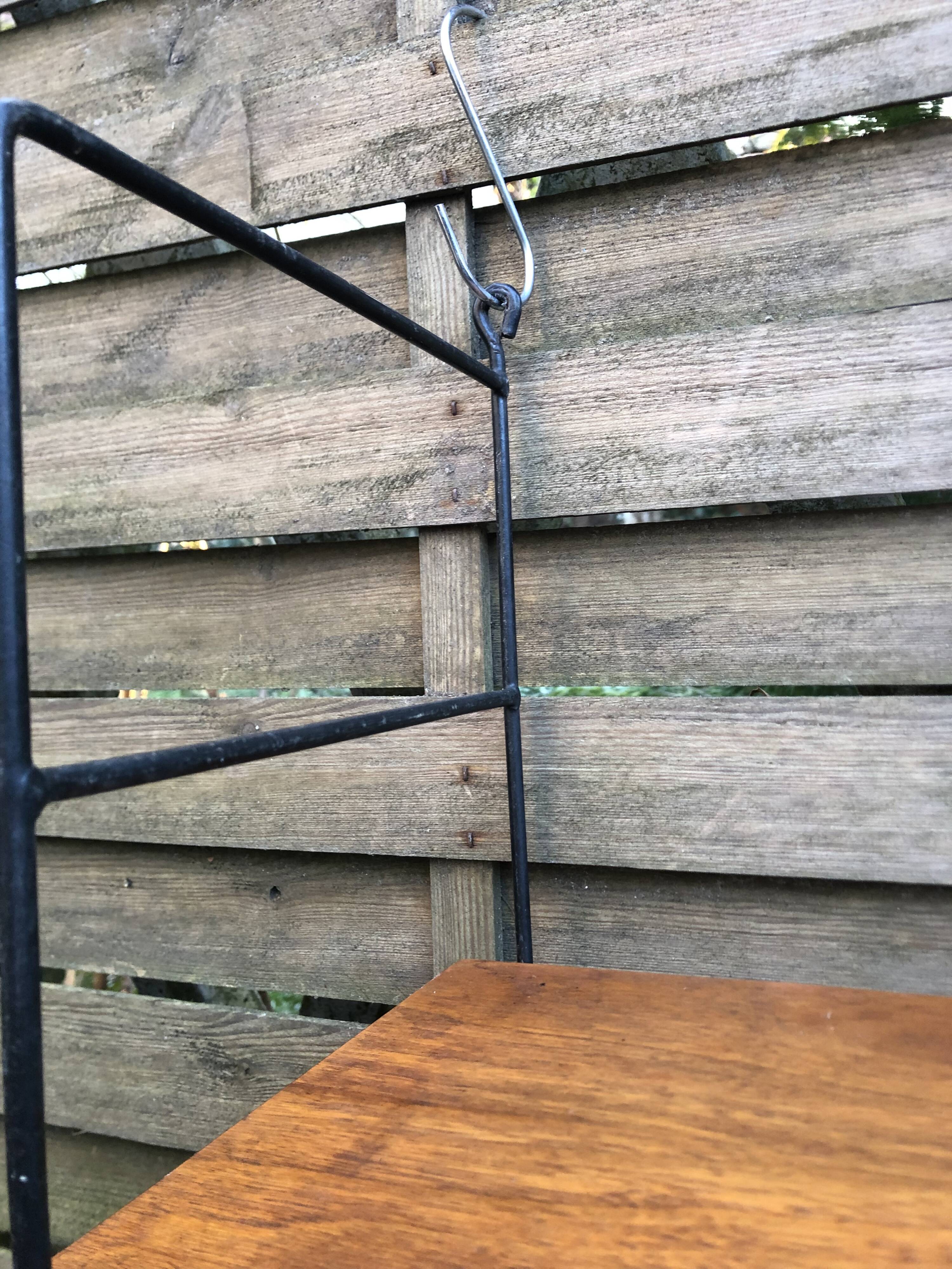 String shelf wood and metal 60s Sweden