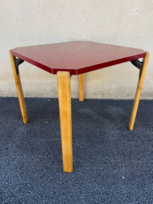 Table Bruno Rey en formica rouge pour Dietiker, 1970s