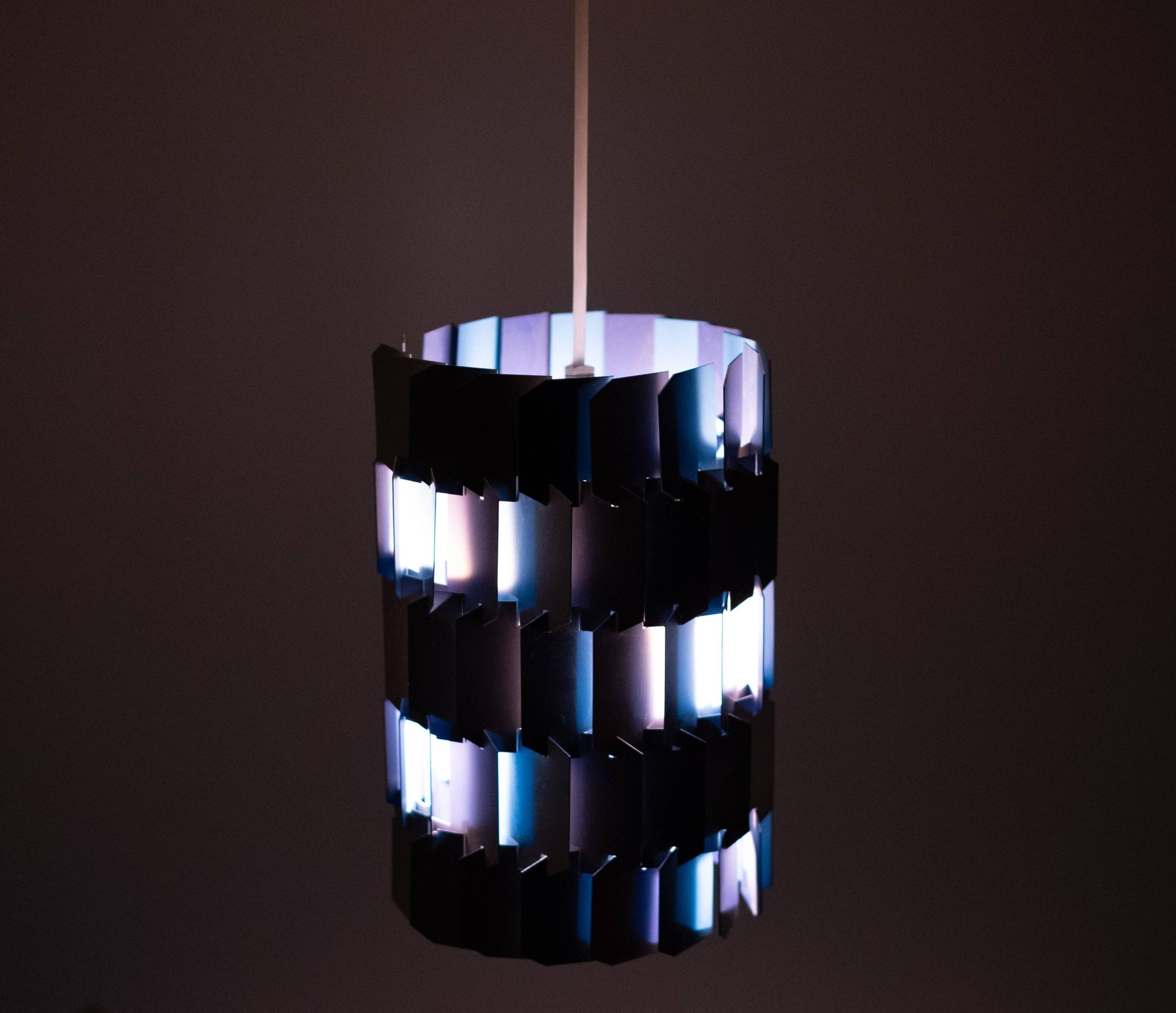 Silver & Blue Facet pendant by Louis Weisdorf for Lyfa, 1960s Denmark