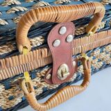 Set of 2 vintage rattan and rope baskets