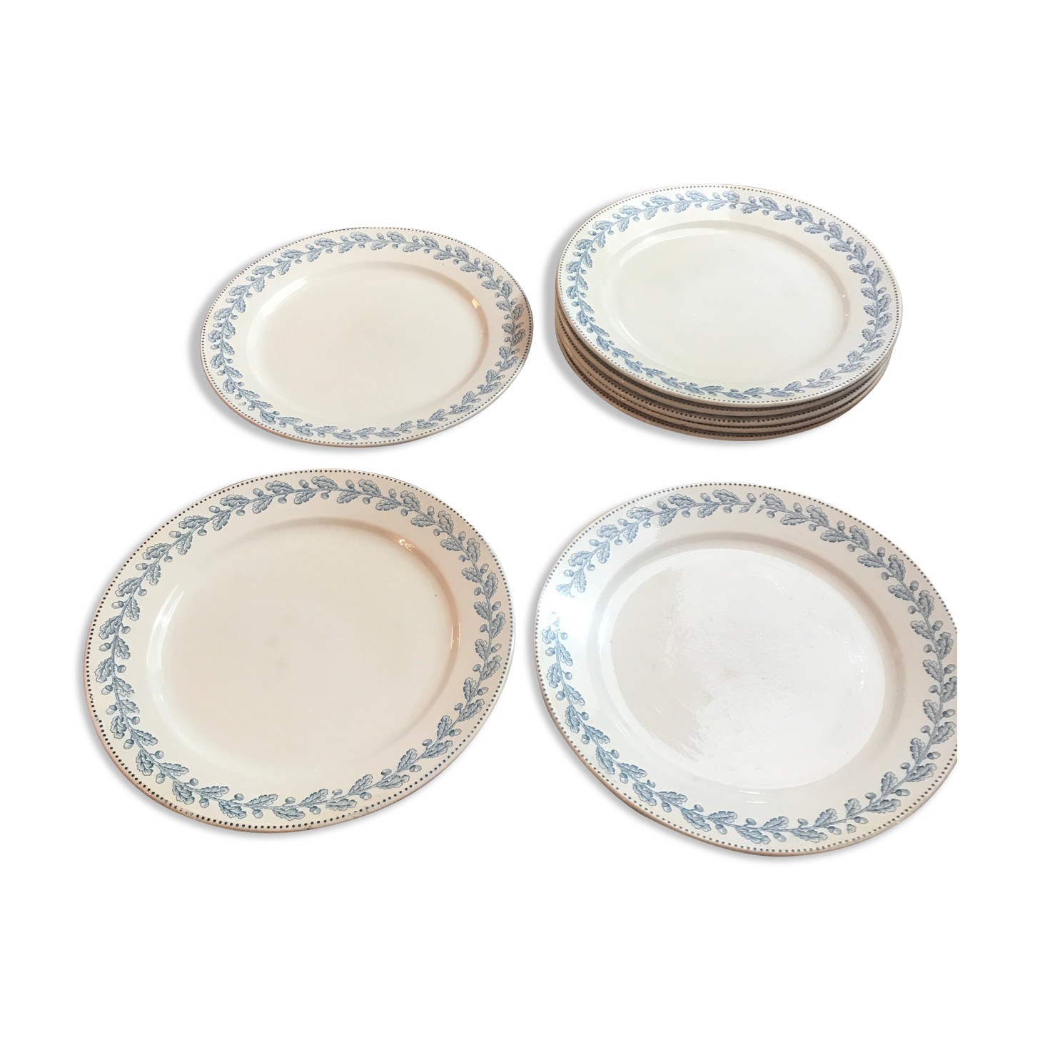 8 flat plates Terre de Fer Sarreguemines early 20th century