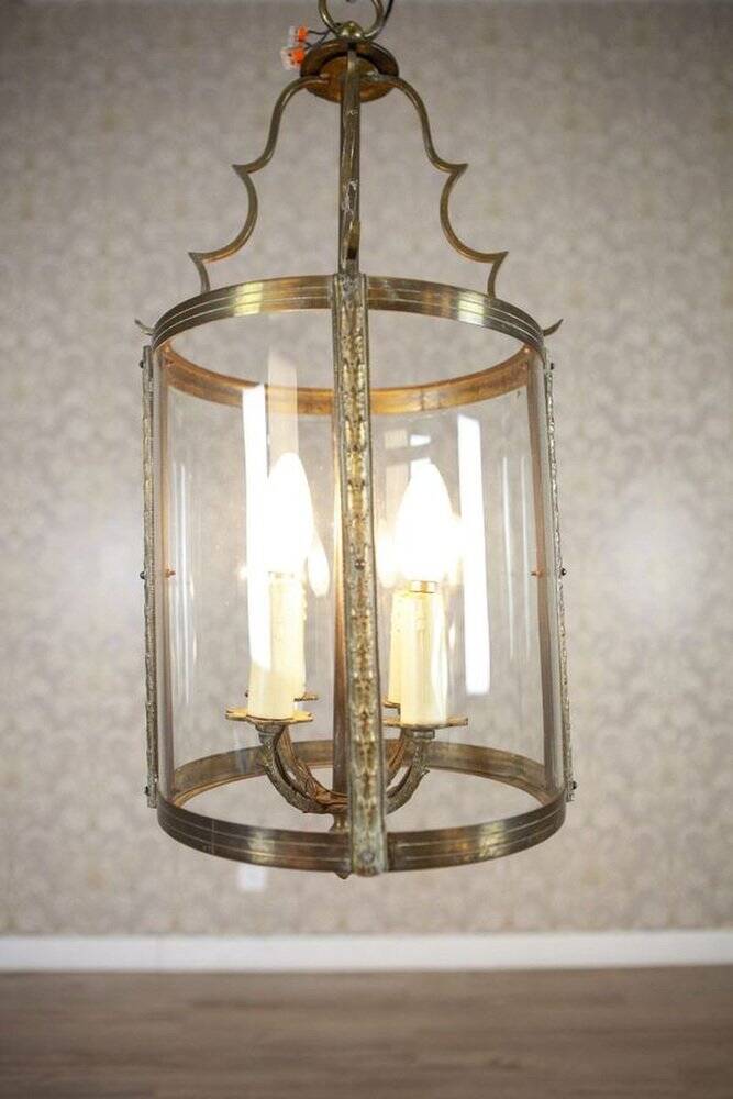 Mid-Century Metal & Glass Pendant Lamp
