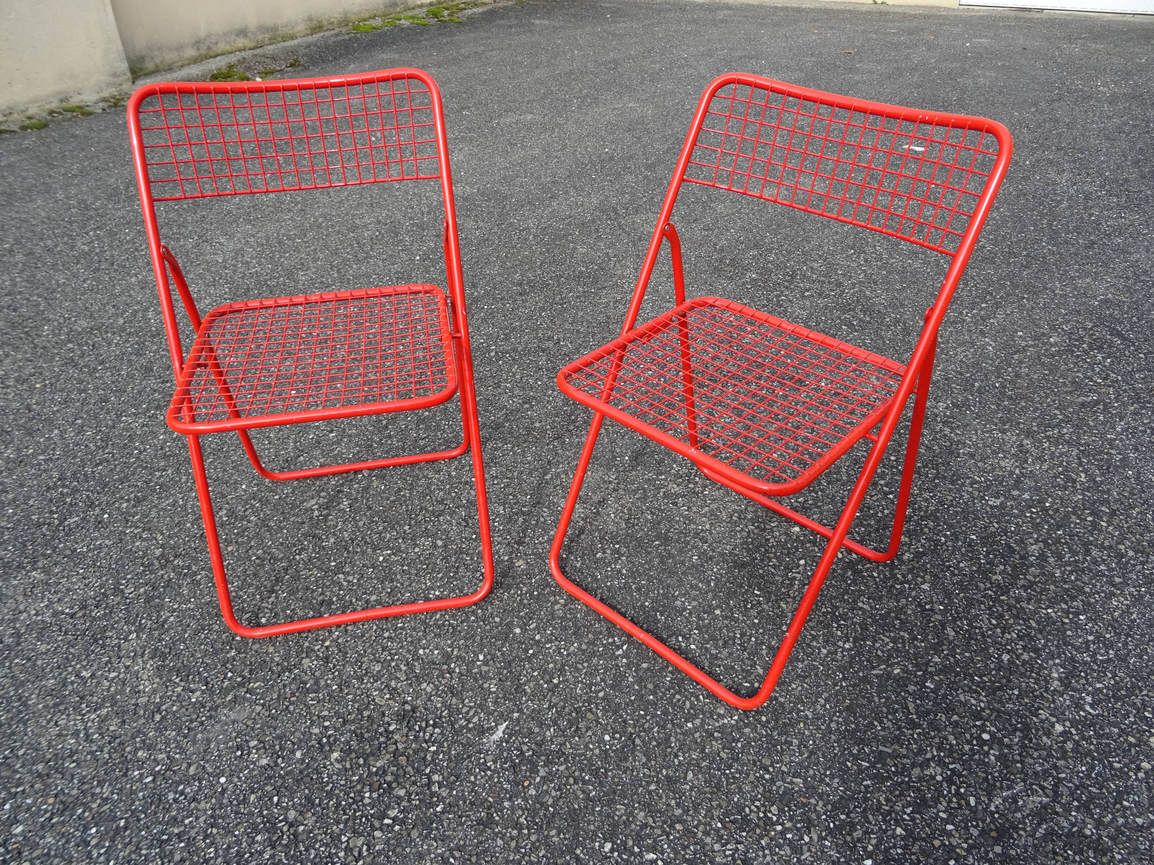 Pair of folding chairs Ted Net N. Gamelgaard 80s Ikéa