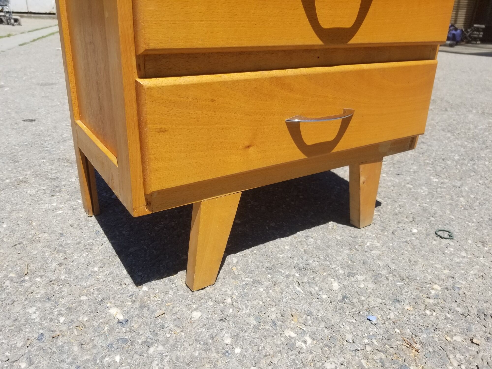 Chiffonnier vintage 5 tiroirs en bois blond - années 60