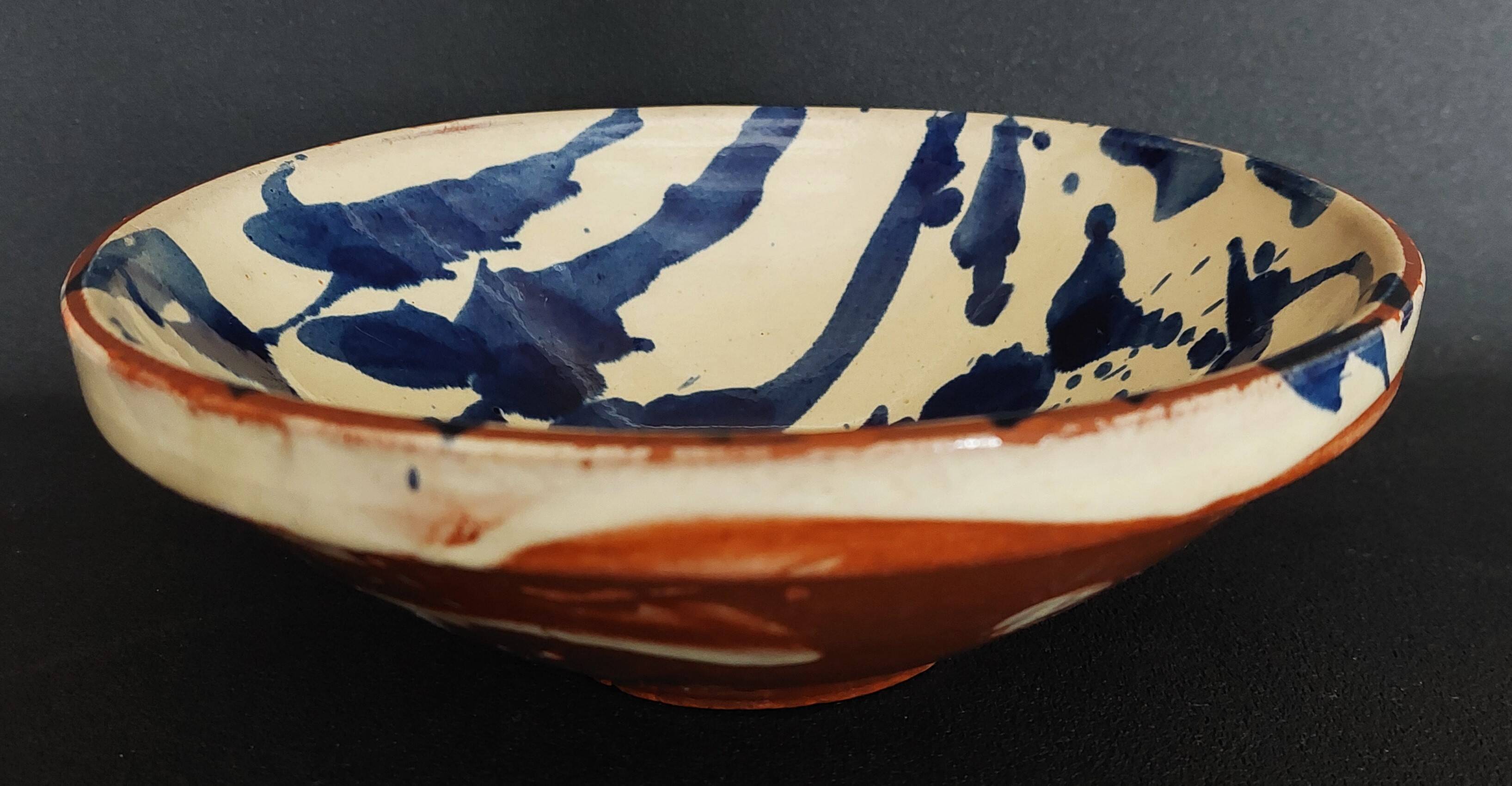 20th century glazed terracotta salad bowl