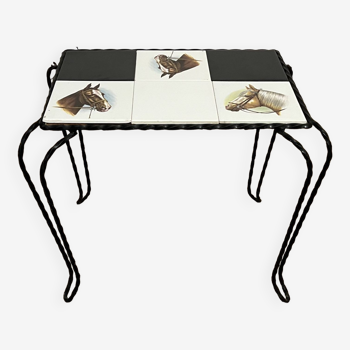 Small side table - Hammered wrought iron pedestal table