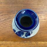 Ancien vase alsace anne ehret grès gris bleu décor fleurs vintage
