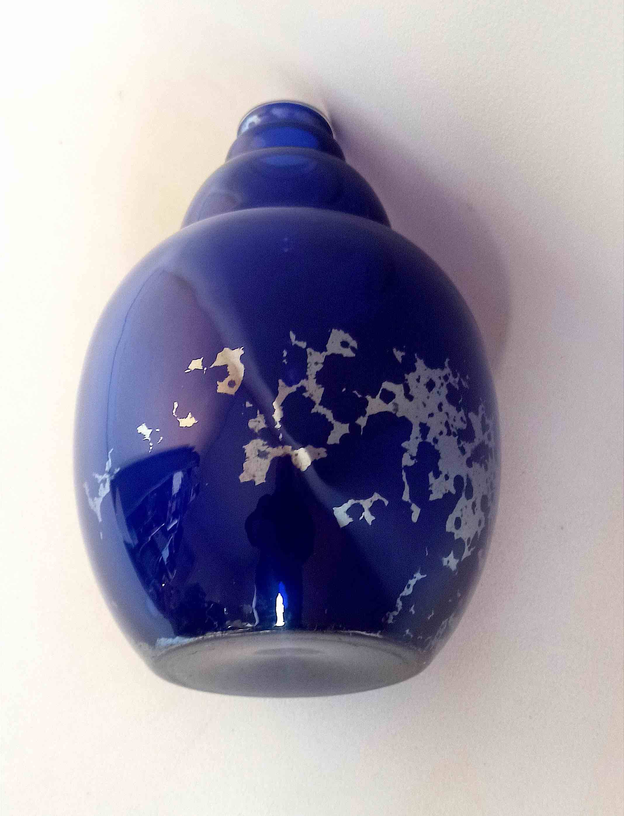 Pair of colbat blue art deco vase with silver leaf inclusions height 24 cm