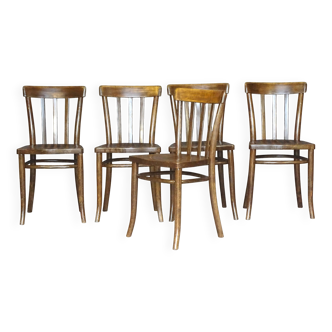 Set de 5 chaises Thonet N°A617 de 1937 - assises bois -