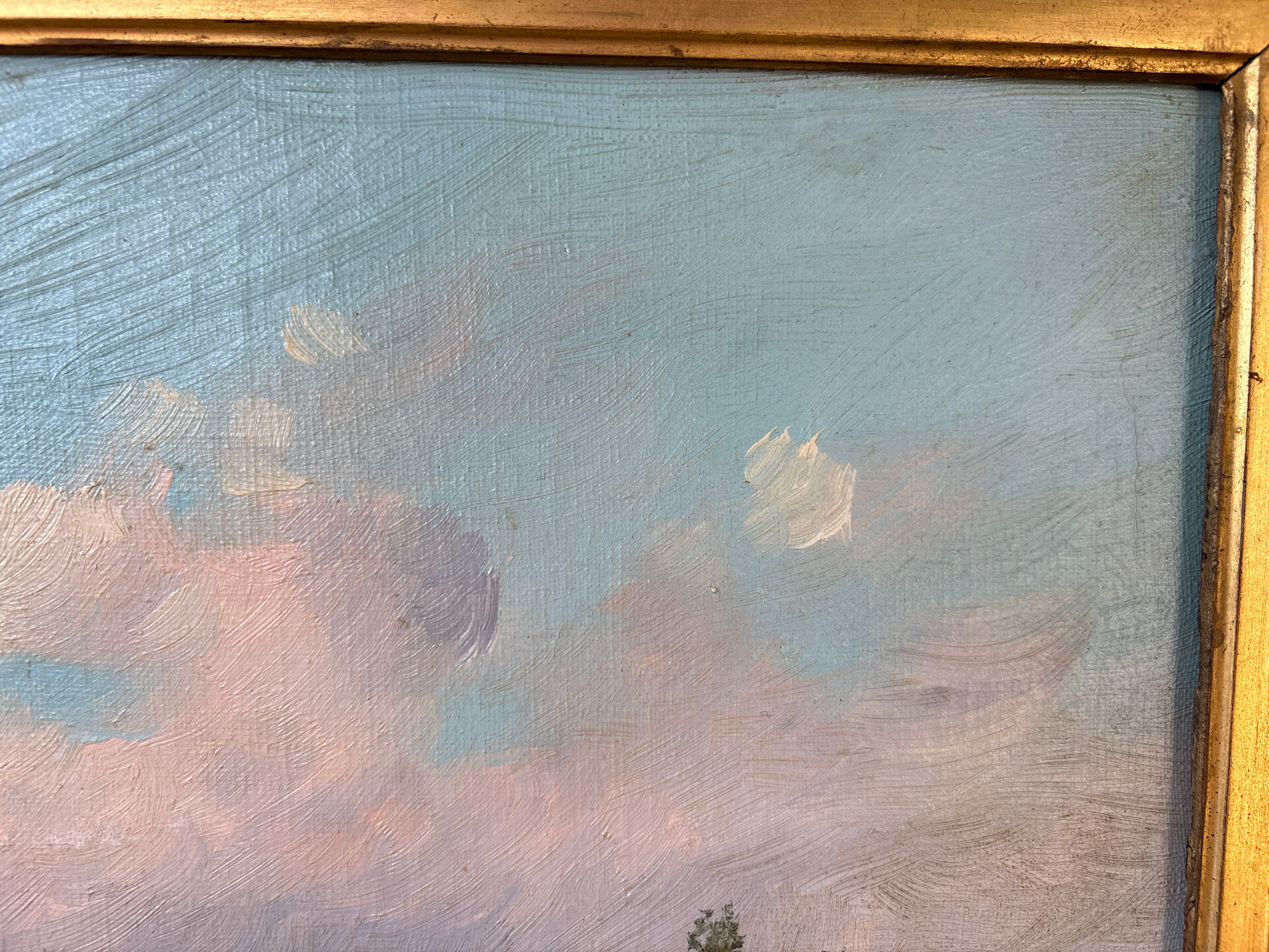Oil on canvas, old, signed Th. Linsyer (19th-20th century) – gilded frame