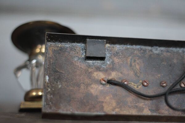 applique murale art déco, applique laiton et cristal de sèvres, luminaire