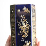 Gien navy blue and gold ceramic vase