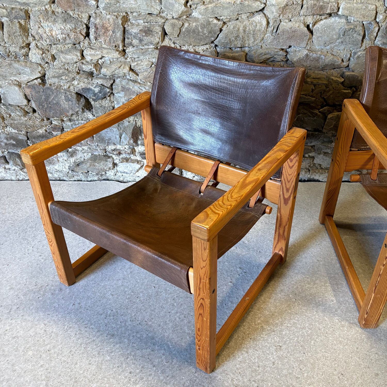 2 leather chairs Diana by Karin Mobring for IKEA, 1970