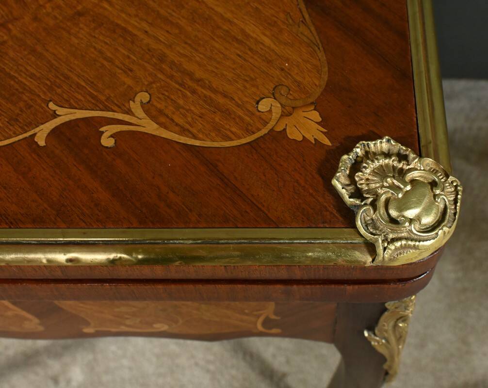 Mahogany Games Table, Louis XV/Louis XVI Transition Style – Late 19th Century
