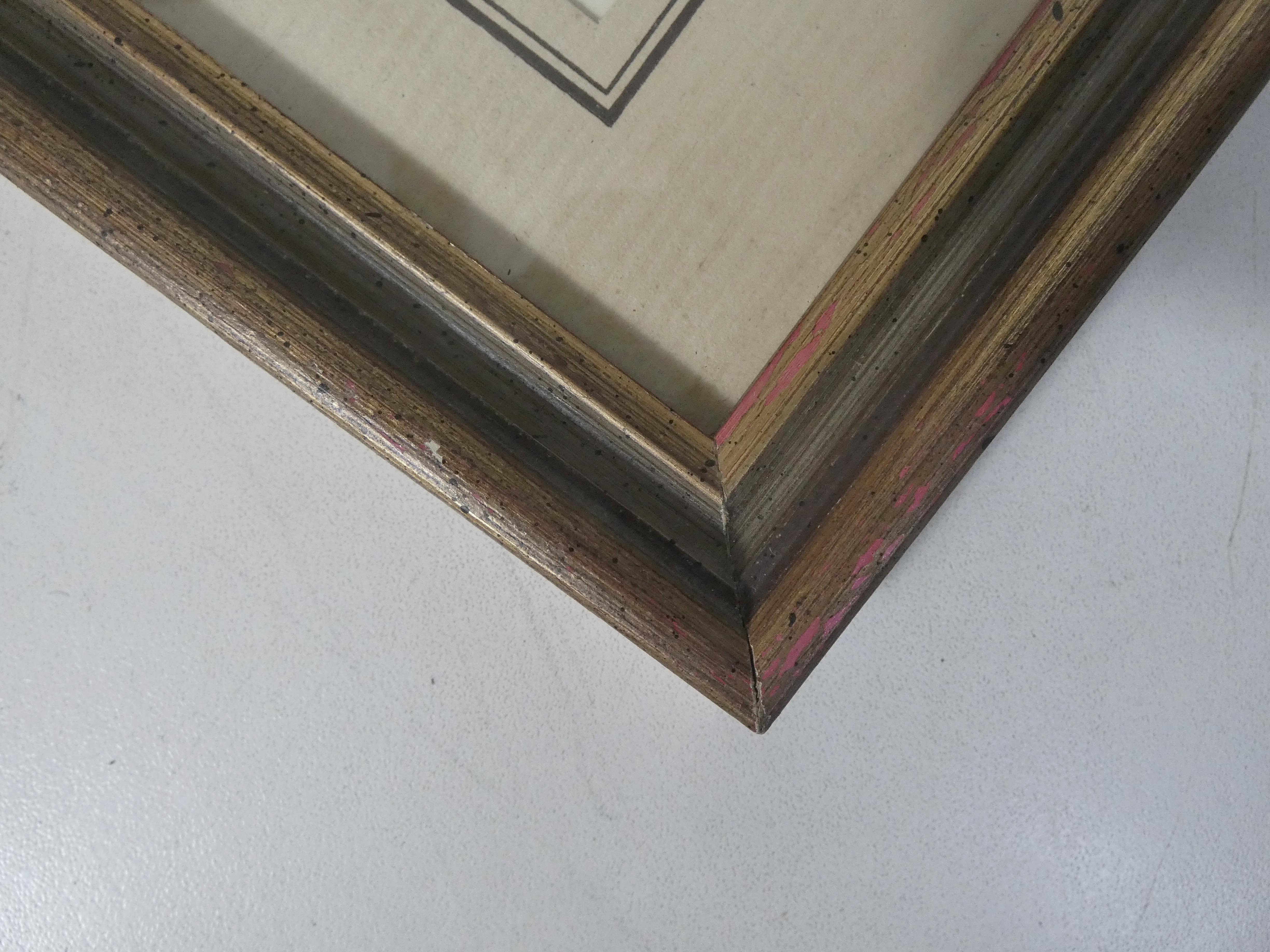 Old framed engraving dinan under glass and marie-louise