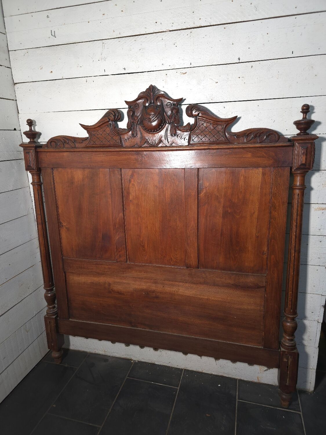 Carved beech headboard