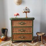 Wicker chest of drawers, 1970s-80s.