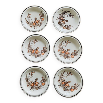 Set of 6 vintage Royal Tudor Crown Harvest dessert plates Grindley and Co Staffordshire England