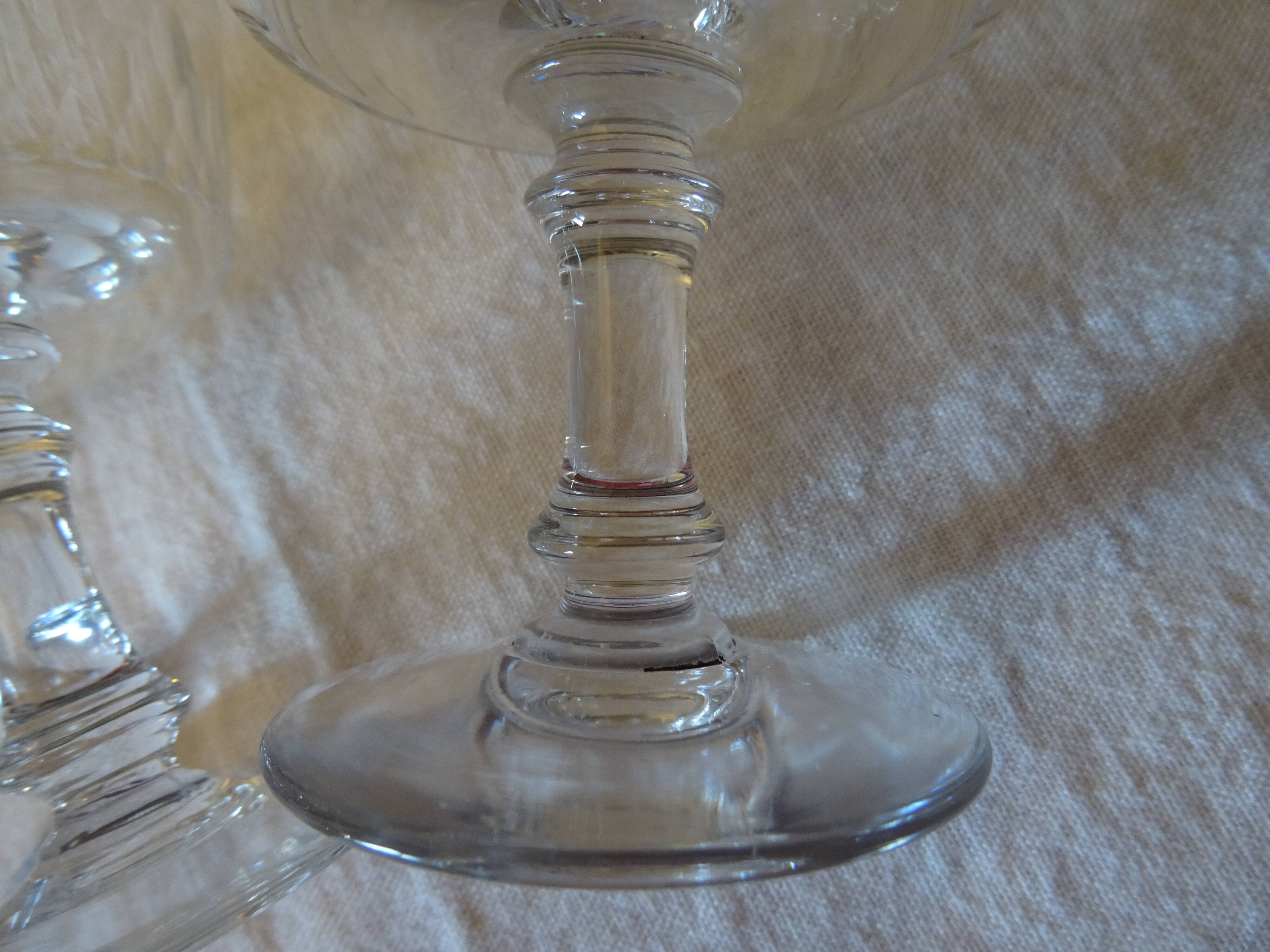 Lot of 3 cups champagne Baccarat 1930 model Richelieu