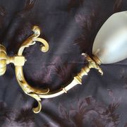 Bronze wall light with opaque glass tulip 1900
