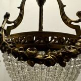 Bronze Crystal Beaded Light Pendant 1940’s