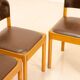 Set of 6 wooden and leather chairs by Piarotto Italy 80's