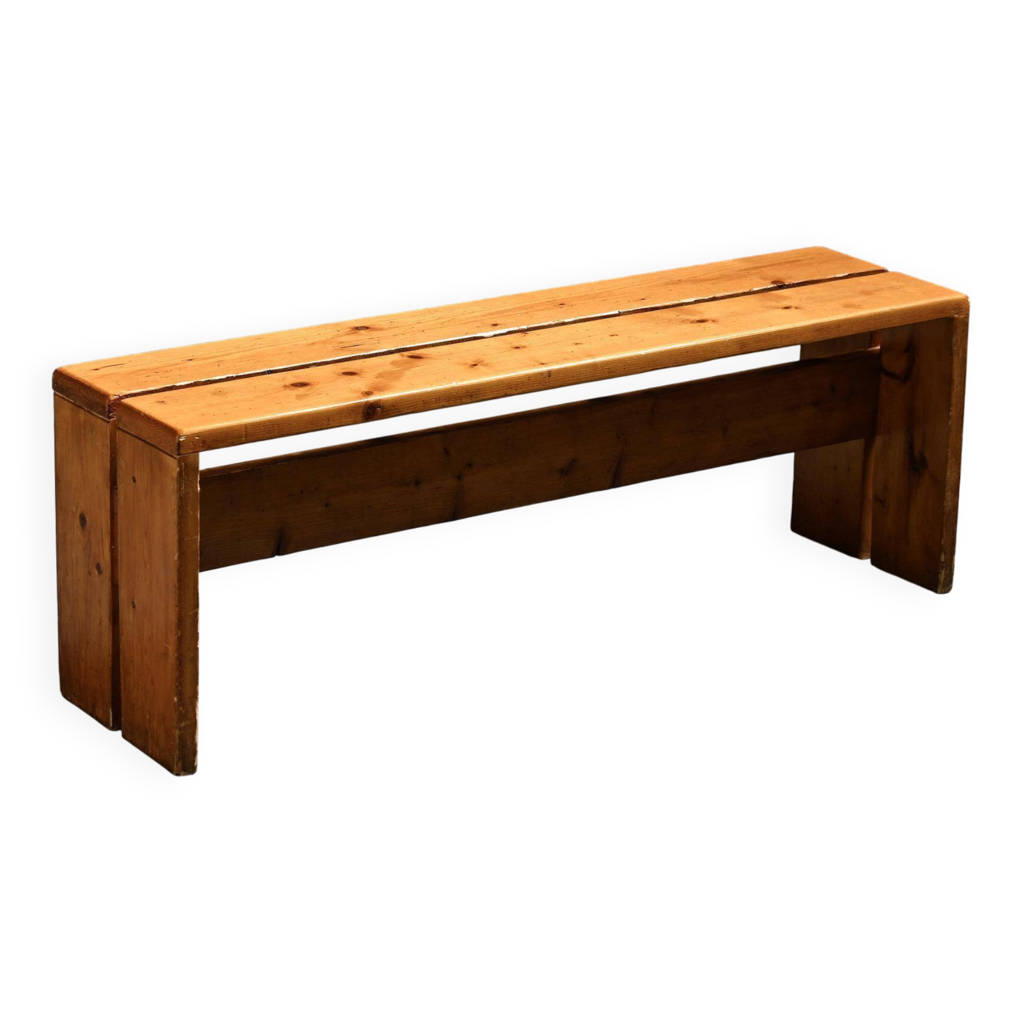 Solid pine bench, Les Arcs, circa 1973