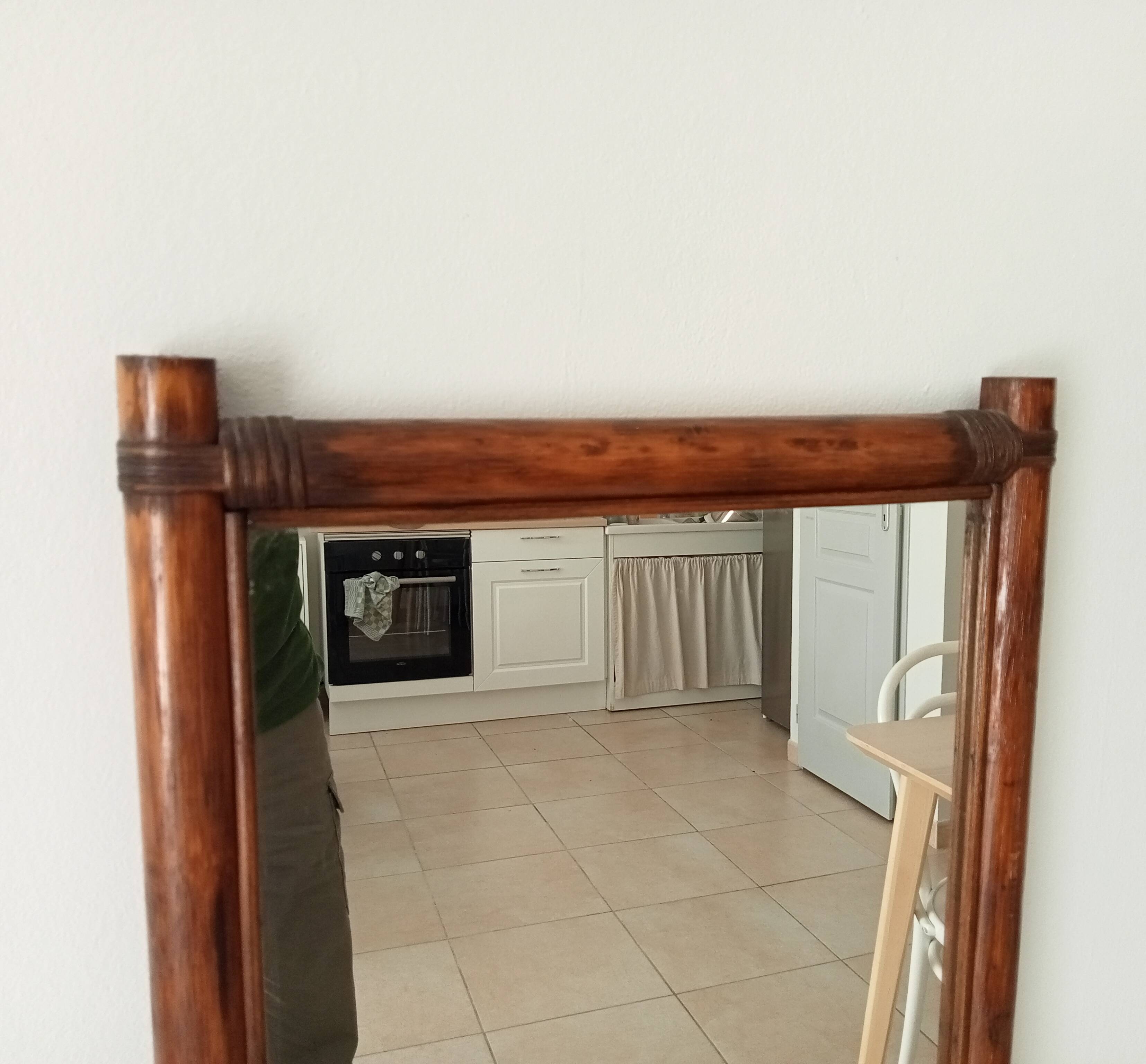 Vintage bamboo and rattan mirror from the 60s/70s.