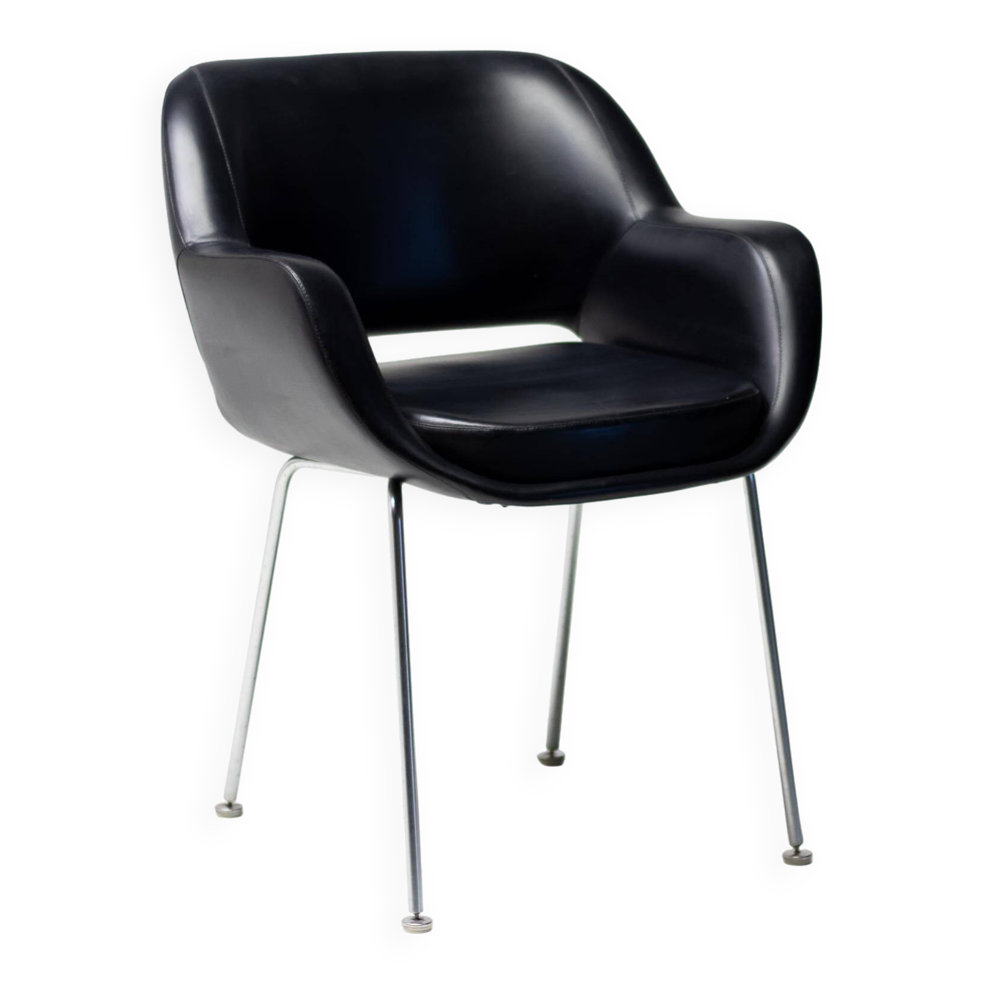 Kilta chair in black Naugahyde by Olli Mannermaa for Martela Oy, Finland, 1960